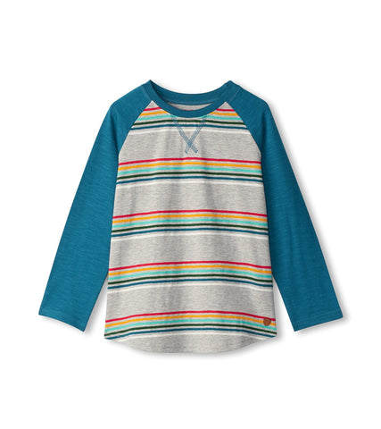 Hatley Boys Grey Retro Stripe LS Raglan Tshirt