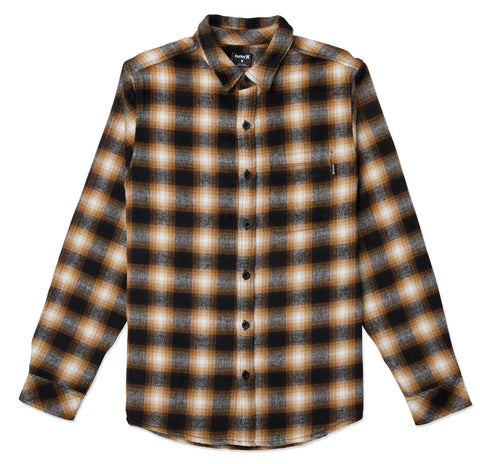 Hurley Mens Brown Portland Wool Flannel Shirt