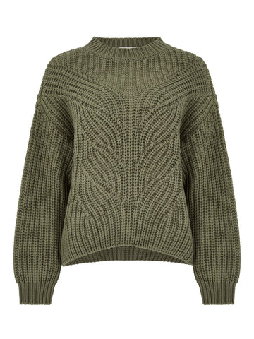 Apricot Ladies Khaki Chunky Cable Knit Sweater