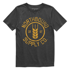 Northbound Supply Co. Mens Charcoal Heather Wheat Tshirt