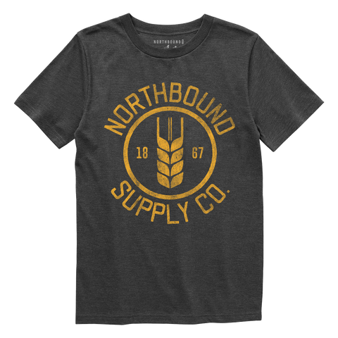 Northbound Supply Co. Mens Charcoal Heather Wheat Tshirt