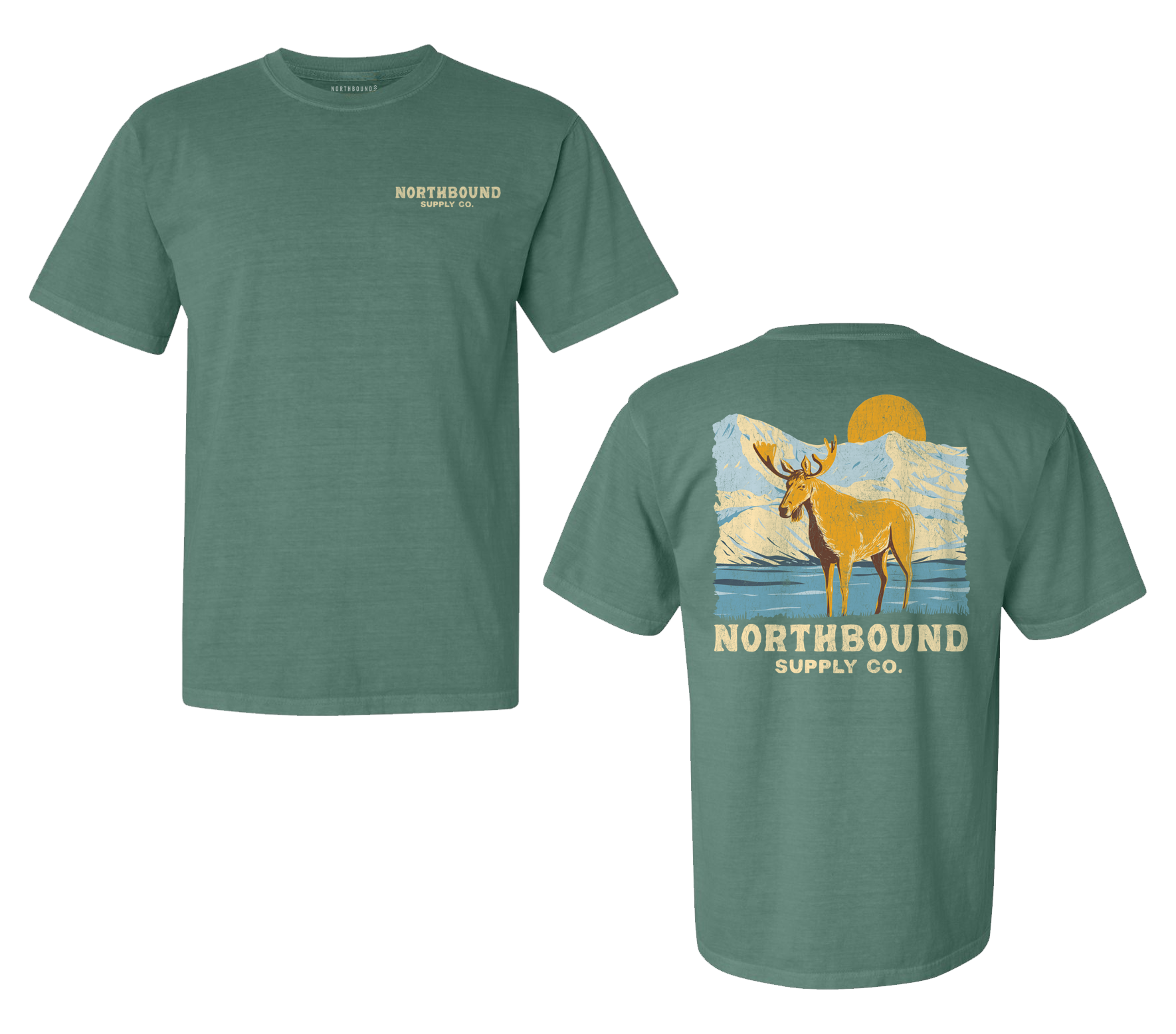 Northbound Supply Co. Mens Light Green Arctic Moose Tshirt