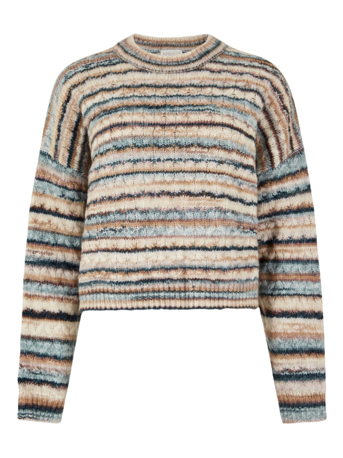 Apricot Ladies Teal Multicoloured Stripe Aran Sweater