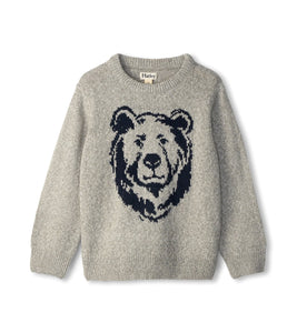 Hatley Boys Grey Melange Charcoal Bear Crew Neck Sweater