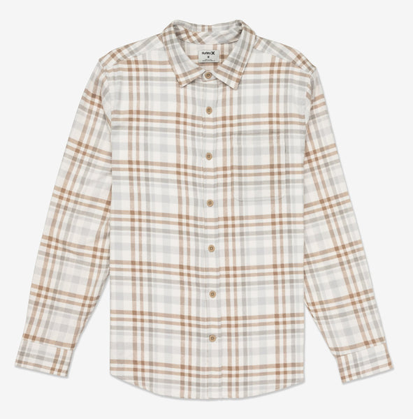 Hurley Mens Bone Portland Organic Flannel LS Shirt