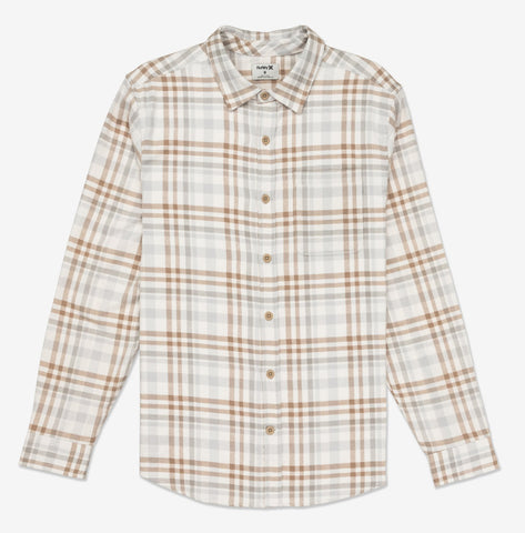 Hurley Mens Bone Portland Organic Flannel LS Shirt