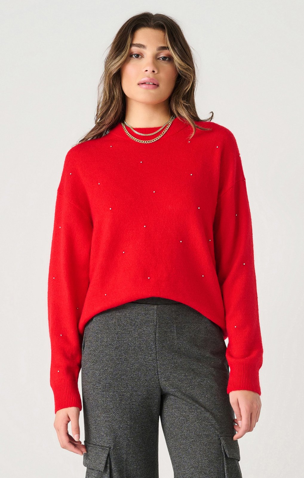 Dex Ladies Cherry LS Embellished Sweater