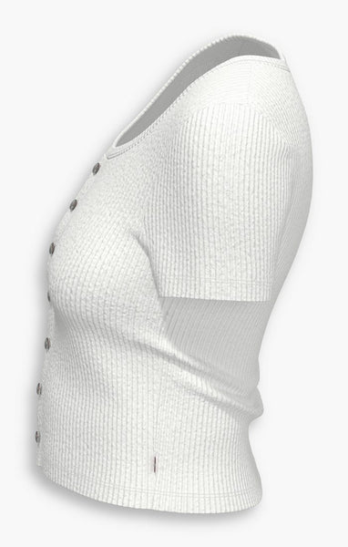 Levi Ladies White SS Britt Snap Front Top