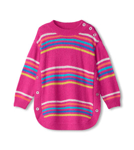 Hatley Girls Rose Violet Rainbow Stripe Chunky Sweater Tunic