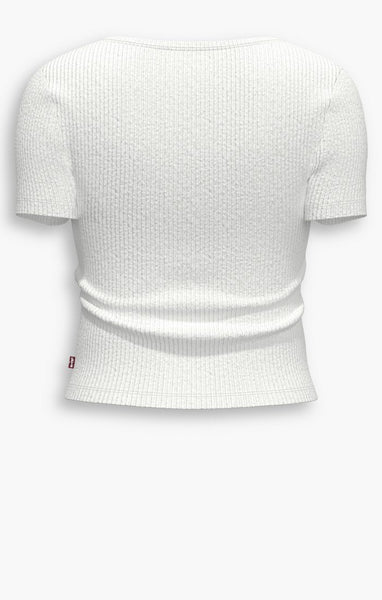 Levi Ladies White SS Britt Snap Front Top