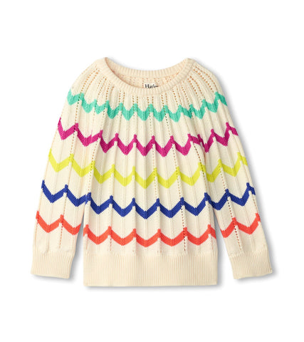 Hatley Girls Cami Lace Rainbow Chevron Raglan Pullover Sweater