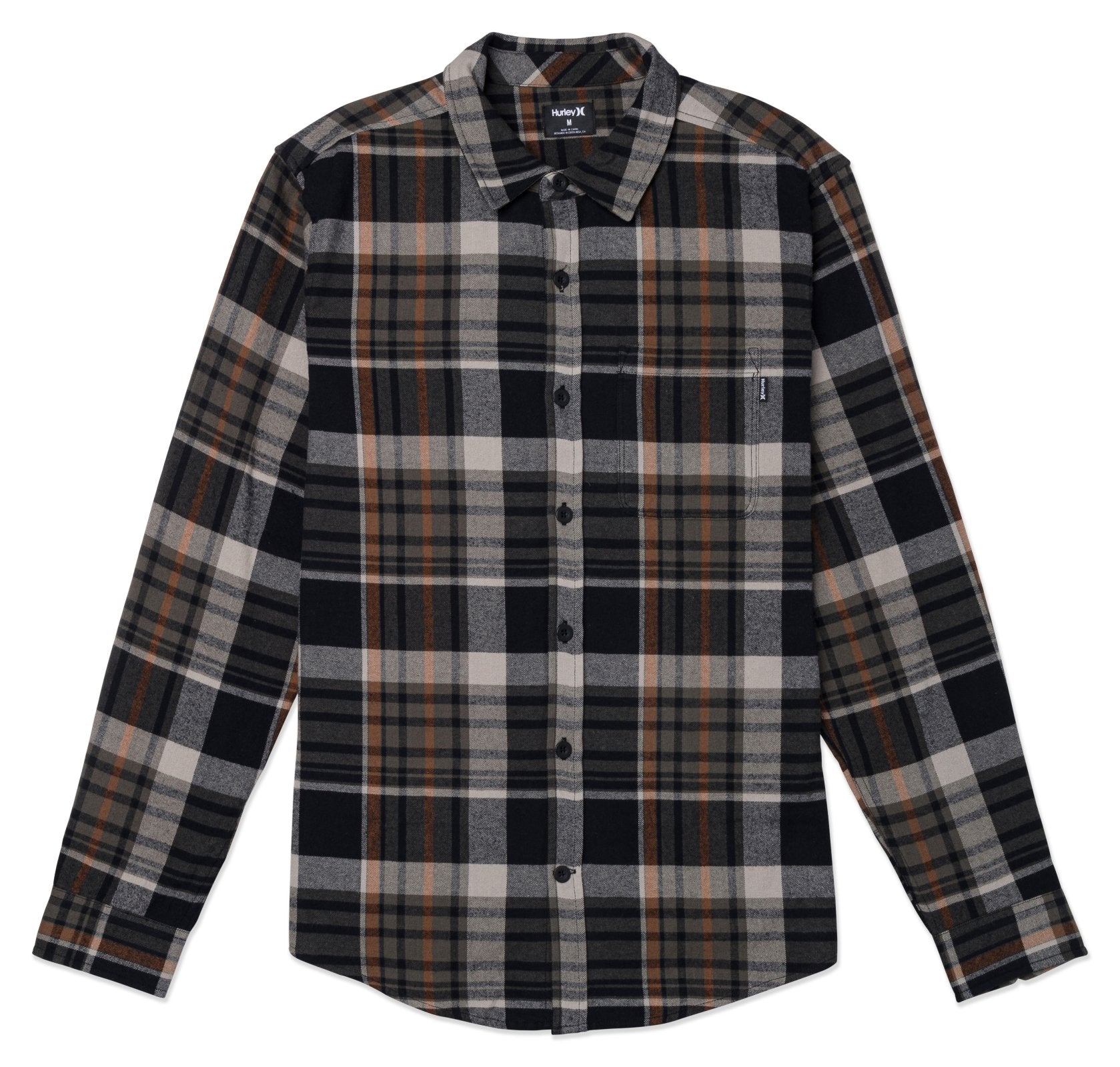 Hurley Mens Cargo Portland Organic Flannel LS Shirt