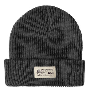 Northbound Supply Co. Charcoal Heather Canadian Wilderness Label Chunky Knit Beanie