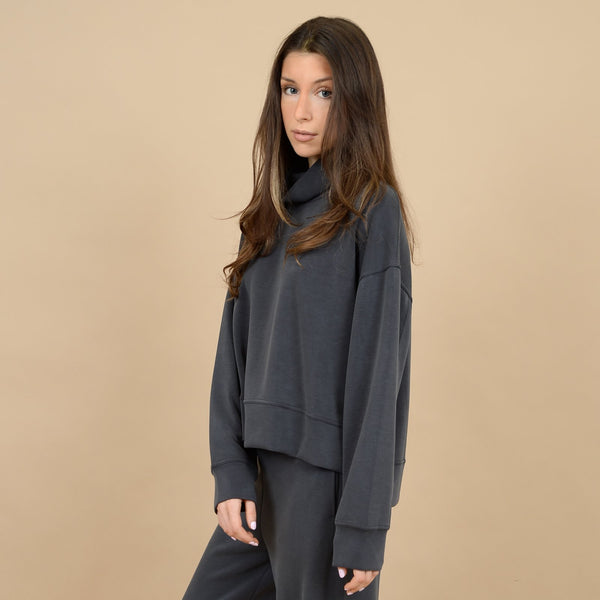 RD Style Ladies Black Ink Peca Super Soft Modal LS Turtleneck