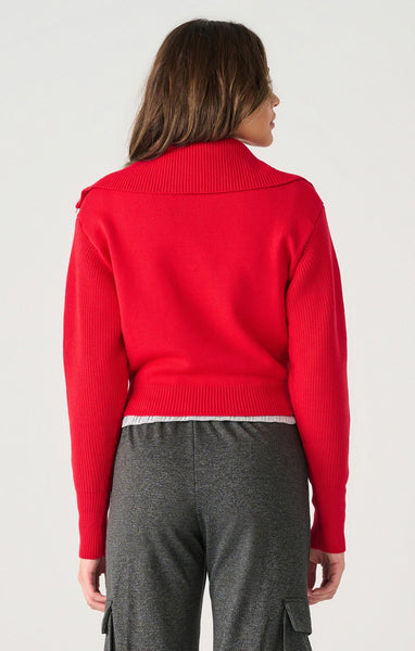 Dex Ladies Cherry LS Half Zip Textured Sweater