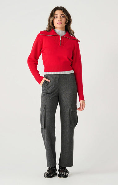 Dex Ladies Cherry LS Half Zip Textured Sweater