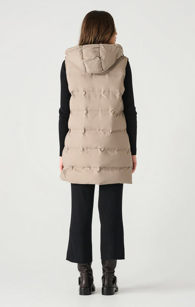 Dex Ladies Taupe Hooded Puffer Vest