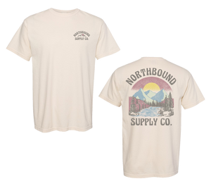 Northbound Supply Co. Mens Ivory Rockies Sunset Tshirt