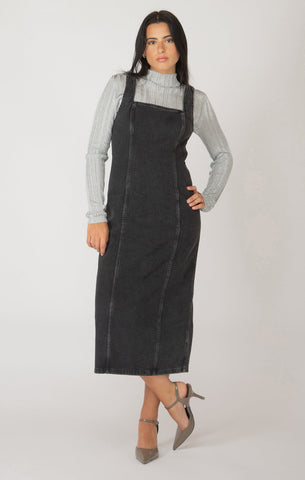 Dex Ladies Black Wash SL Panelled Denim Midi Dress