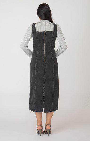 Dex Ladies Black Wash SL Panelled Denim Midi Dress