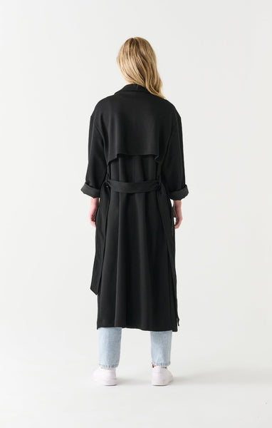 Dex Ladies Black Double Breasted Knit Trench