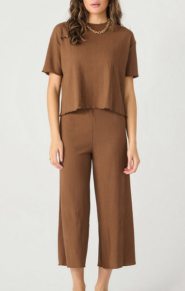 Dex Ladies Walnut Pull On Textured Culotte Pant