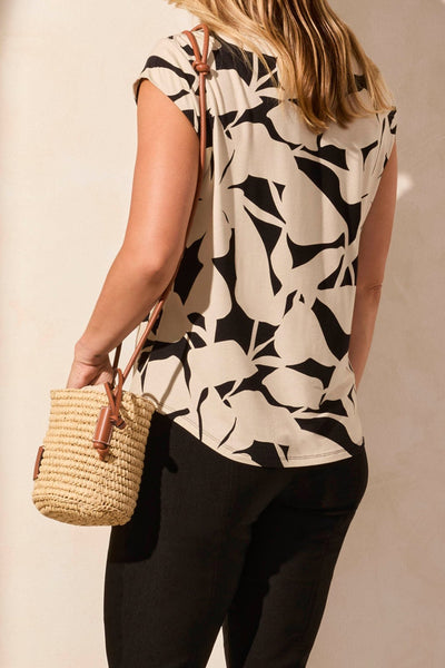 Tribal Ladies Safari Cap Sleeve Top w/Shirring