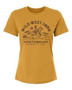 Northbound Supply Co. Ladies Mustard Heather Wild West Show Relaxed Fit Tshirt