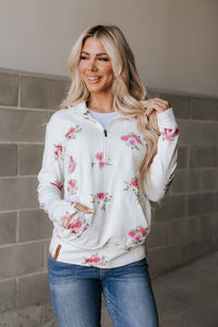 Ampersand Ave Ladies Garden Bloom HalfZip Sweater