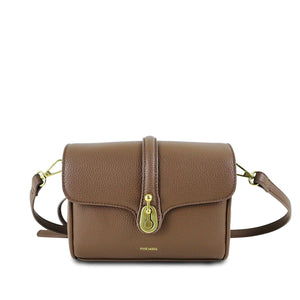 Pixie Mood Espresso Brown Pebbled Lock Crossbody