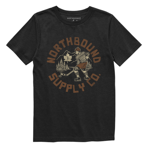 Northbound Supply Co. Boys Black Vintage Hockey Tshirt