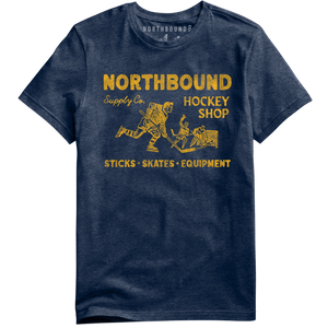 Northbound Supply Co. Mens Navy Heather Hockey Shop Tshirt