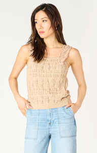 Dex Ladies Deep Taupe Ruffled Trim Tank