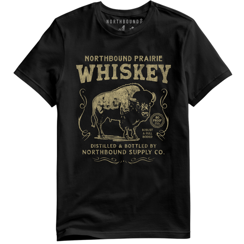 Northbound Supply Co. Mens Black Prairie Whiskey Tshirt