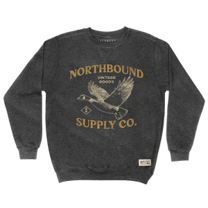 Northbound Supply Co. Mens Charcoal Heather Goose Crewneck Fleece