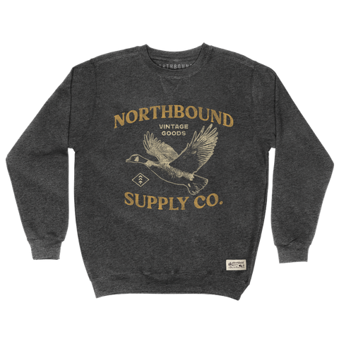 Northbound Supply Co. Mens Charcoal Heather Goose Crewneck Fleece