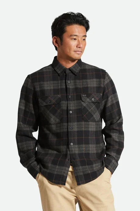 Brixton Mens Black/Charcoal Bowery Flannel