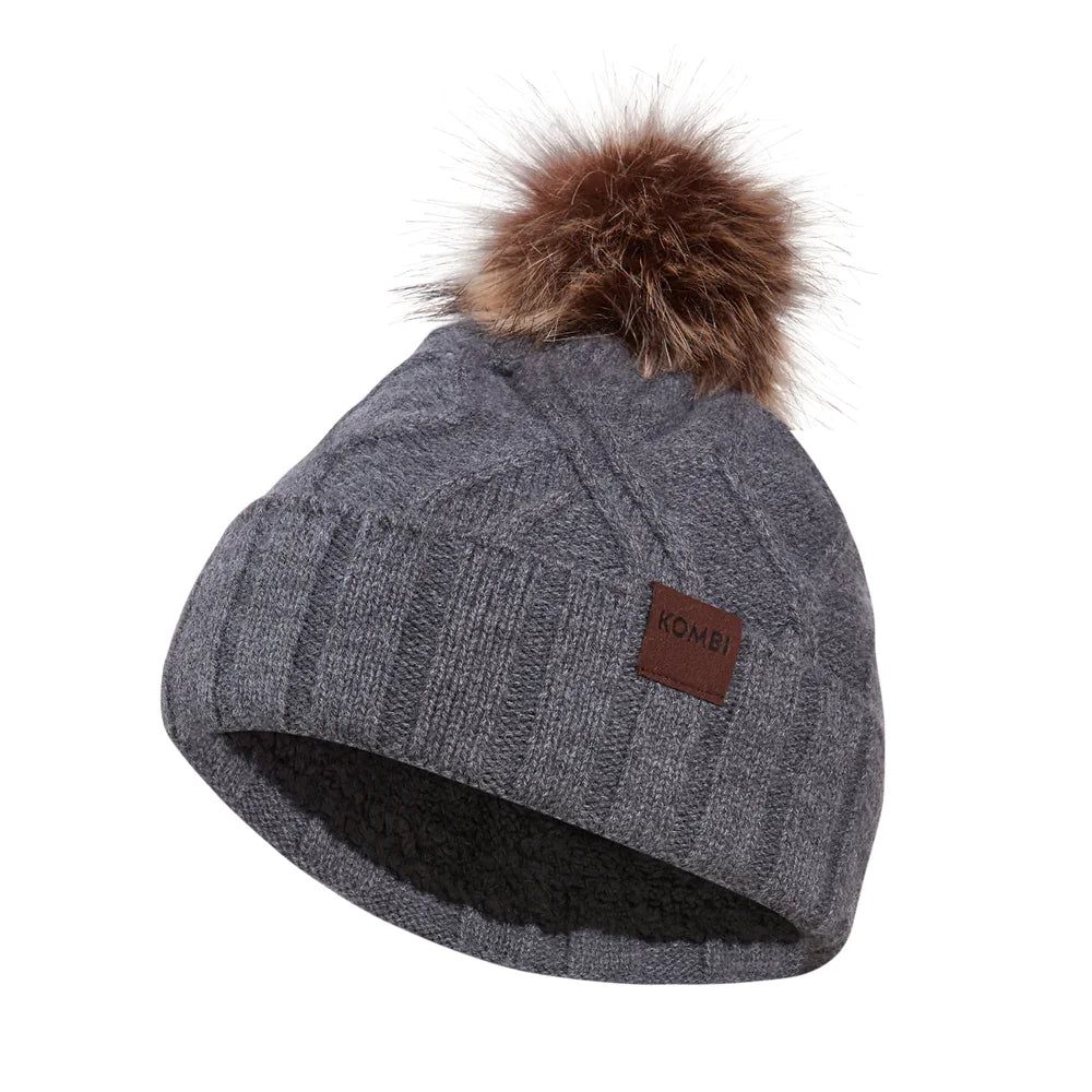 Kombi Ladies Heather Grey Cable Beanie