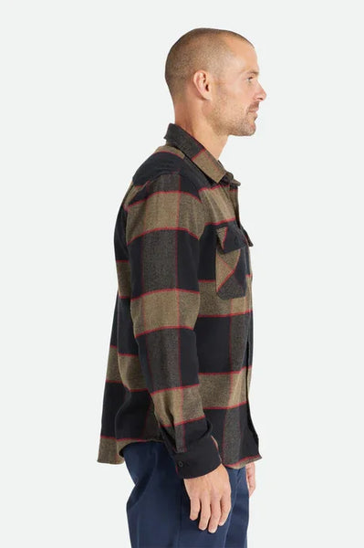 Brixton Mens Heather Grey/Charcoal Bowery Flannel