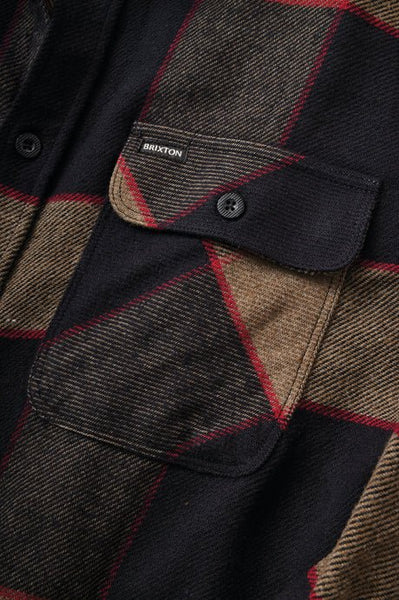 Brixton Mens Heather Grey/Charcoal Bowery Flannel